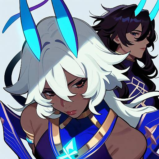 Illustration of Arjuna alter (fate), fate/grand order in the style of Porqueloin