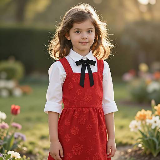 Cheerful Girl in Sunlit Garden