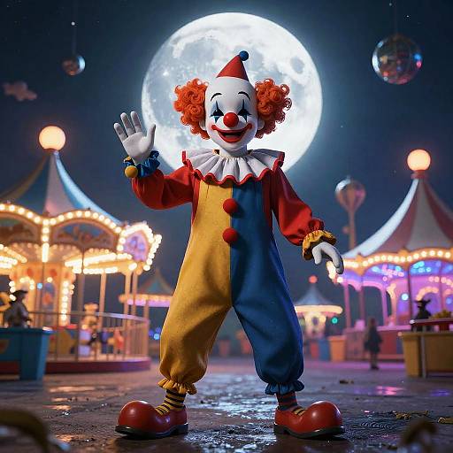 Whimsical Neon Expressionist Clown
