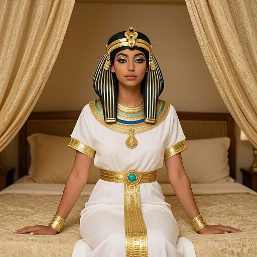 Egyptian Woman in White Dress