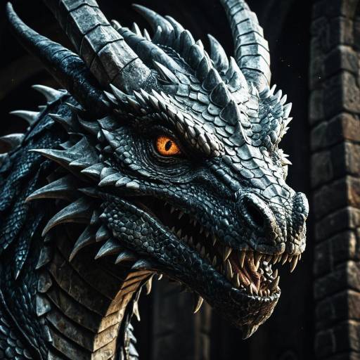 Detailed Medieval Dragon Face Concept Art