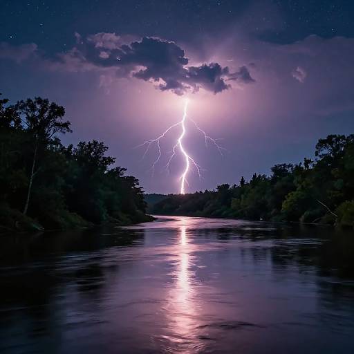 Twilight River with Lightning Glow