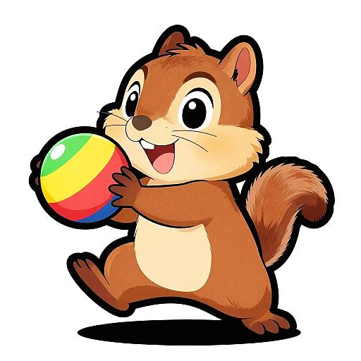 Playful Chipmunk Digital Cartoon Sticker