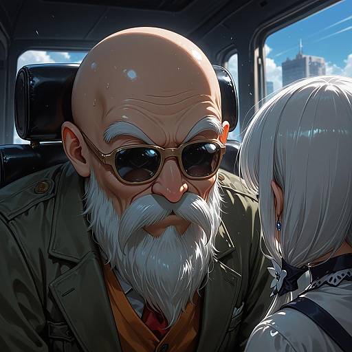 Illustration of Muten roushi, dragon ball in the style of Shin'en (gyokuro company)