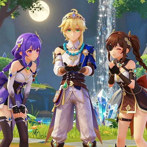 Genshin Impact Characters in Fantasy Forest