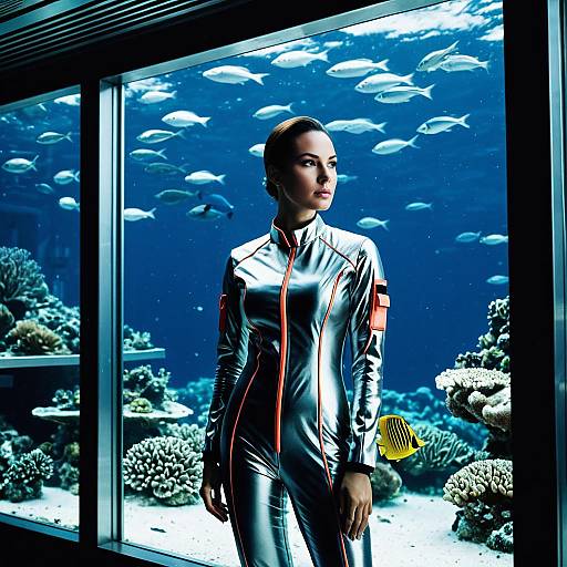 Android Scientist in Underwater Research Lab