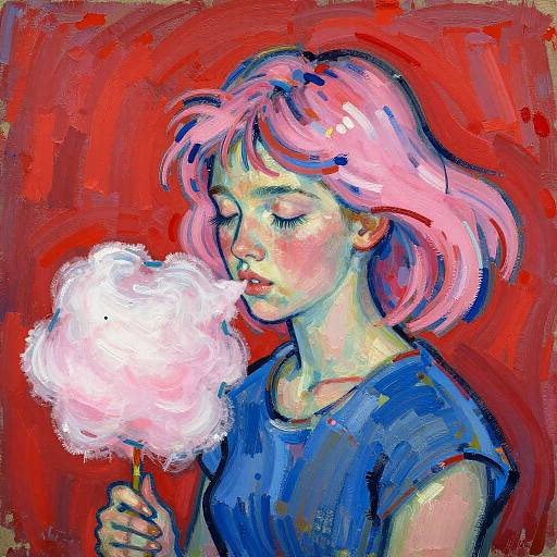 Fauvist Girl with Cotton Candy Hair