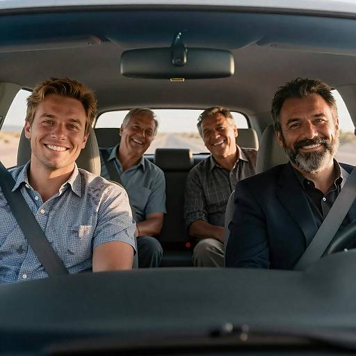 Happy Men Driving Through Desert Adventure