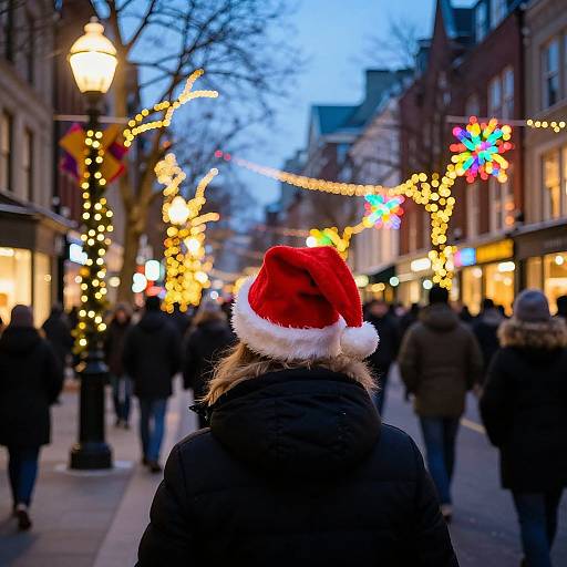 Festive Winter City Street Scene