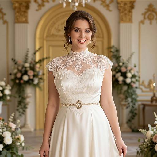 Elegant Bride in Vintage Wedding Hall