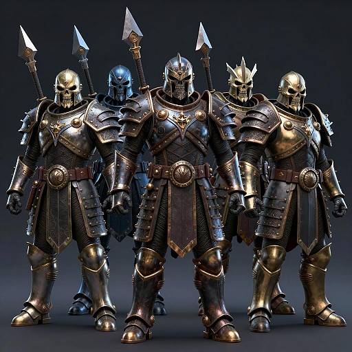 Fierce Armored Skeletal Warriors in Row
