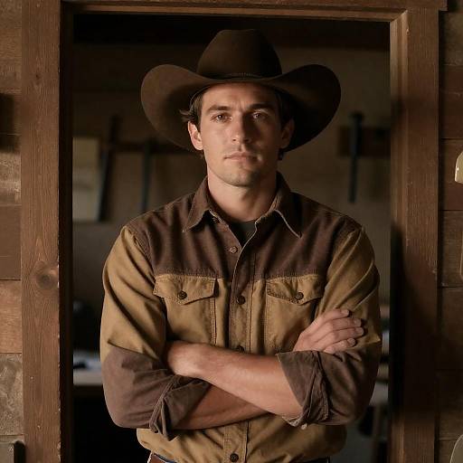 Cowboy Portrait in Rustic Setting