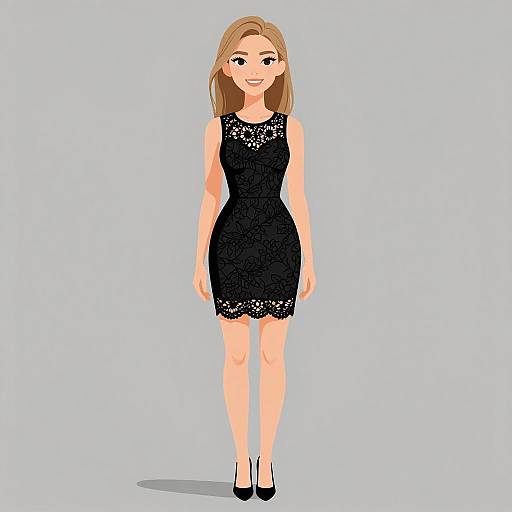 Smiling Woman in Minimalist Black Dress