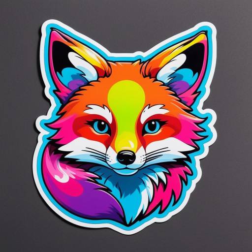 Energetic Fox in Vibrant Murakami Style
