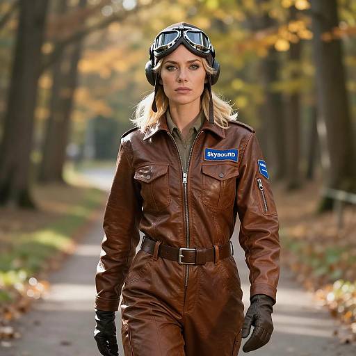 Empowered Female Pilot in Aviator Gear
