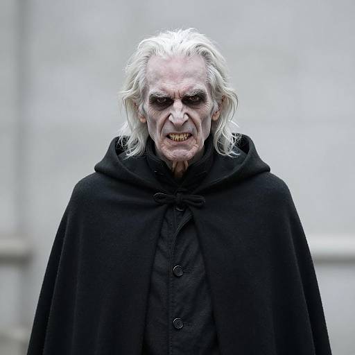 Sinister Pale Old Man in Black Cloak