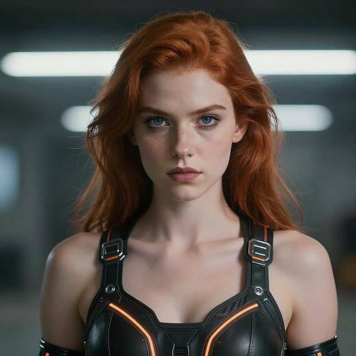 Hyper-Realistic Sci-Fi Redhead Woman