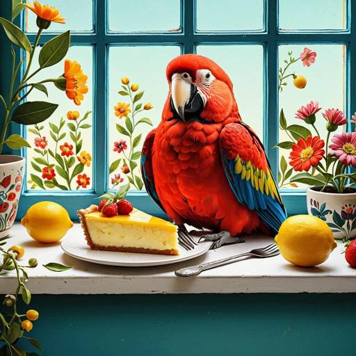 Whimsical Parrot on a Sunny Windowsill