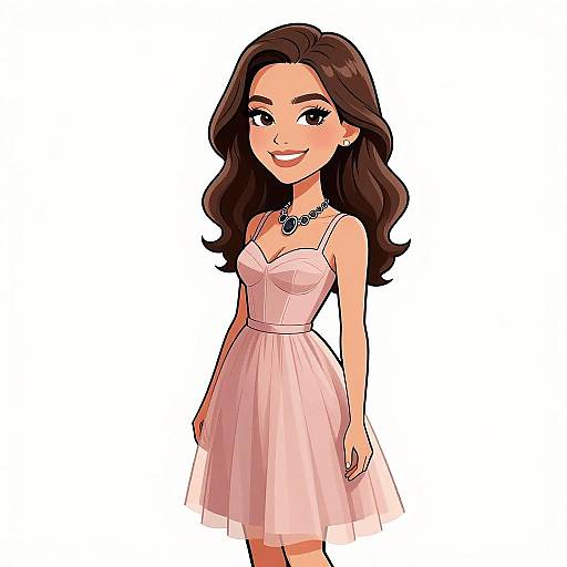 Flirtatious Woman in Dusty Pink Dress