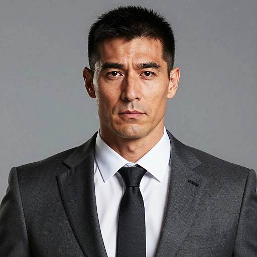 Serious Asian Man in Formal Suit Portrait
