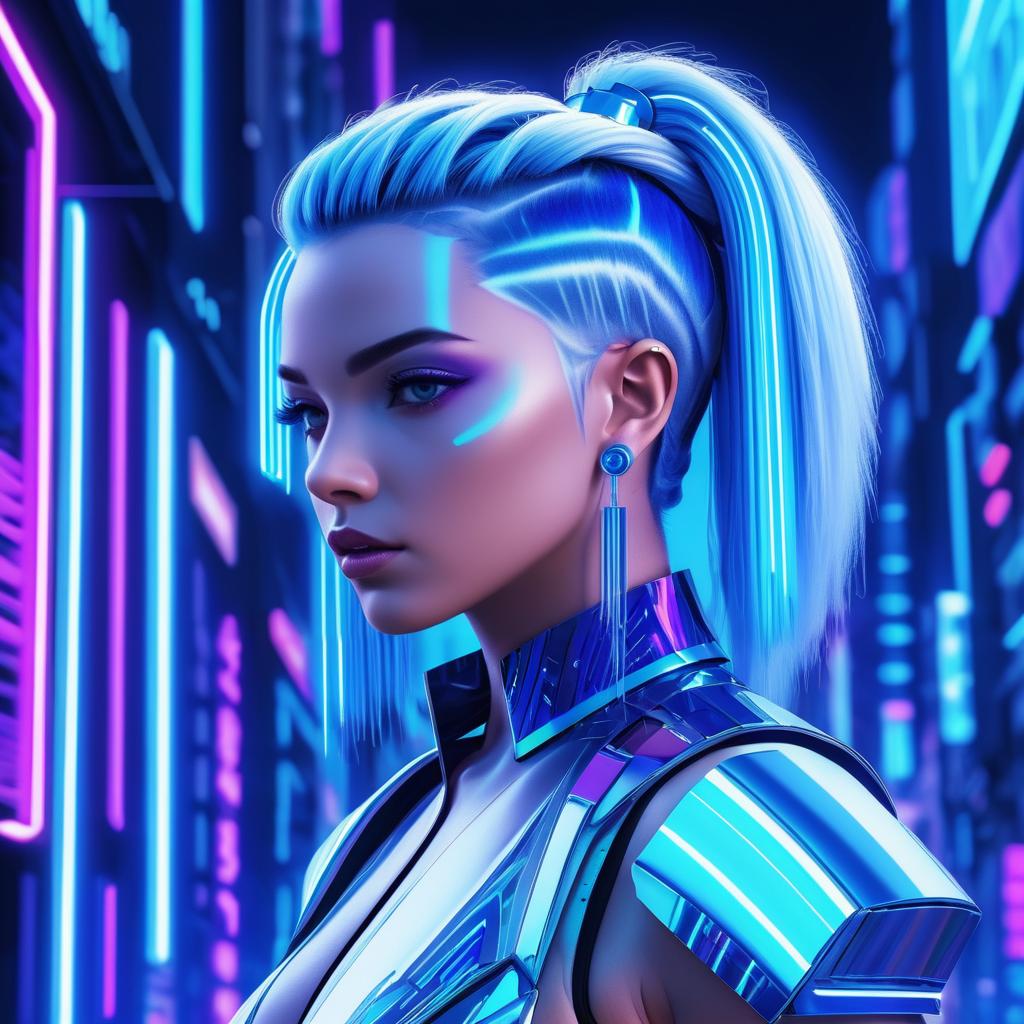 Futuristic Woman in Neon Cyberpunk World