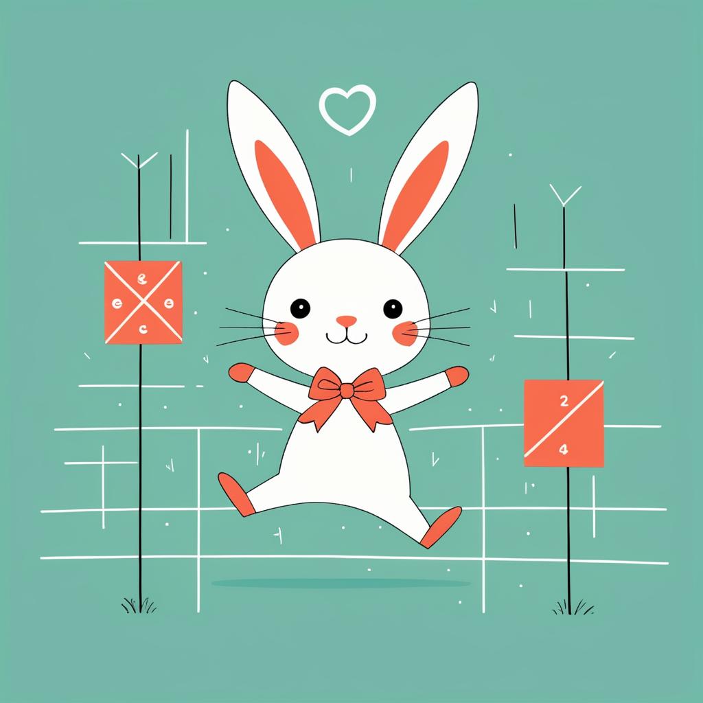 Whimsical Rabbit Playing Hopscotch Art