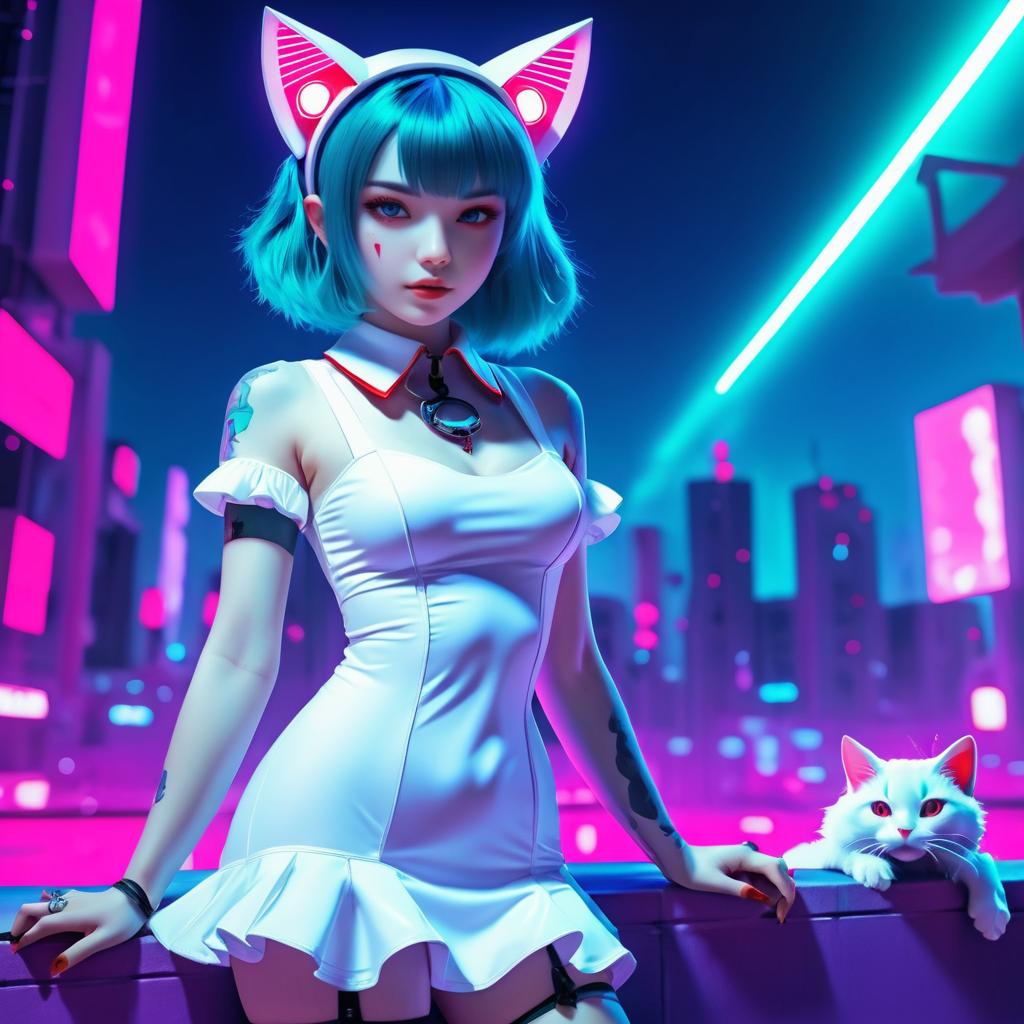 Cyberpunk Cat Girl in Dystopian Fashion