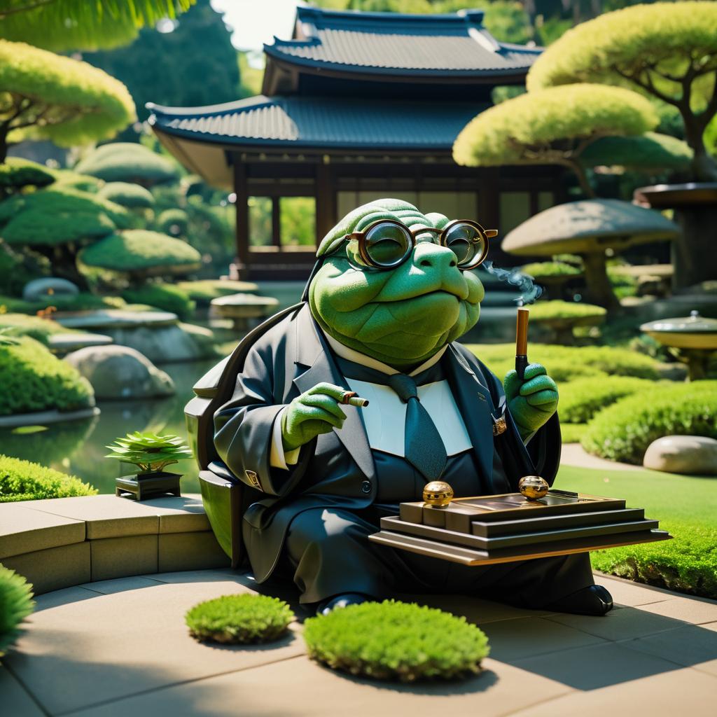 Wise Tortoise in Tranquil Japanese Garden