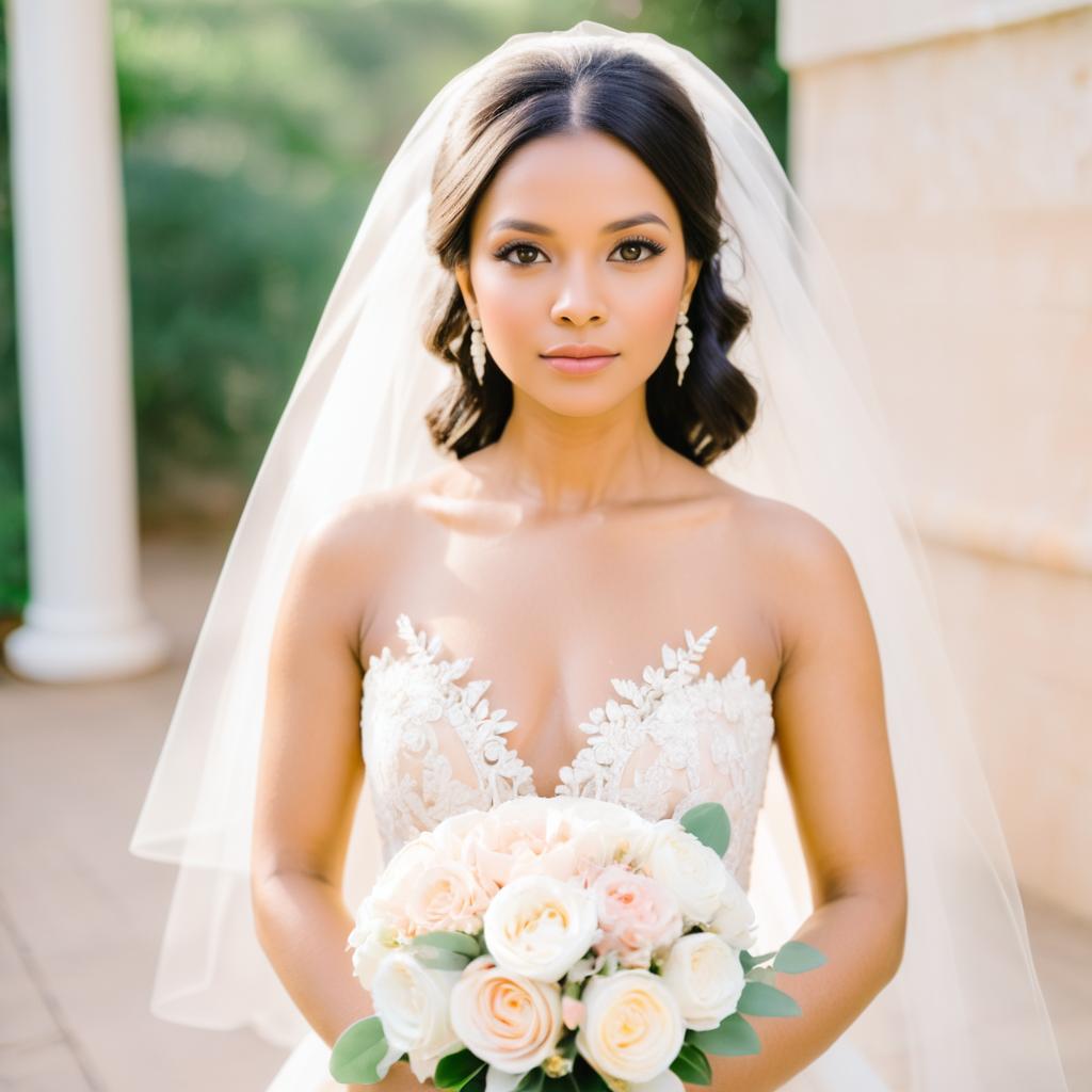 Elegant Bride in Ivory and Blush Colors