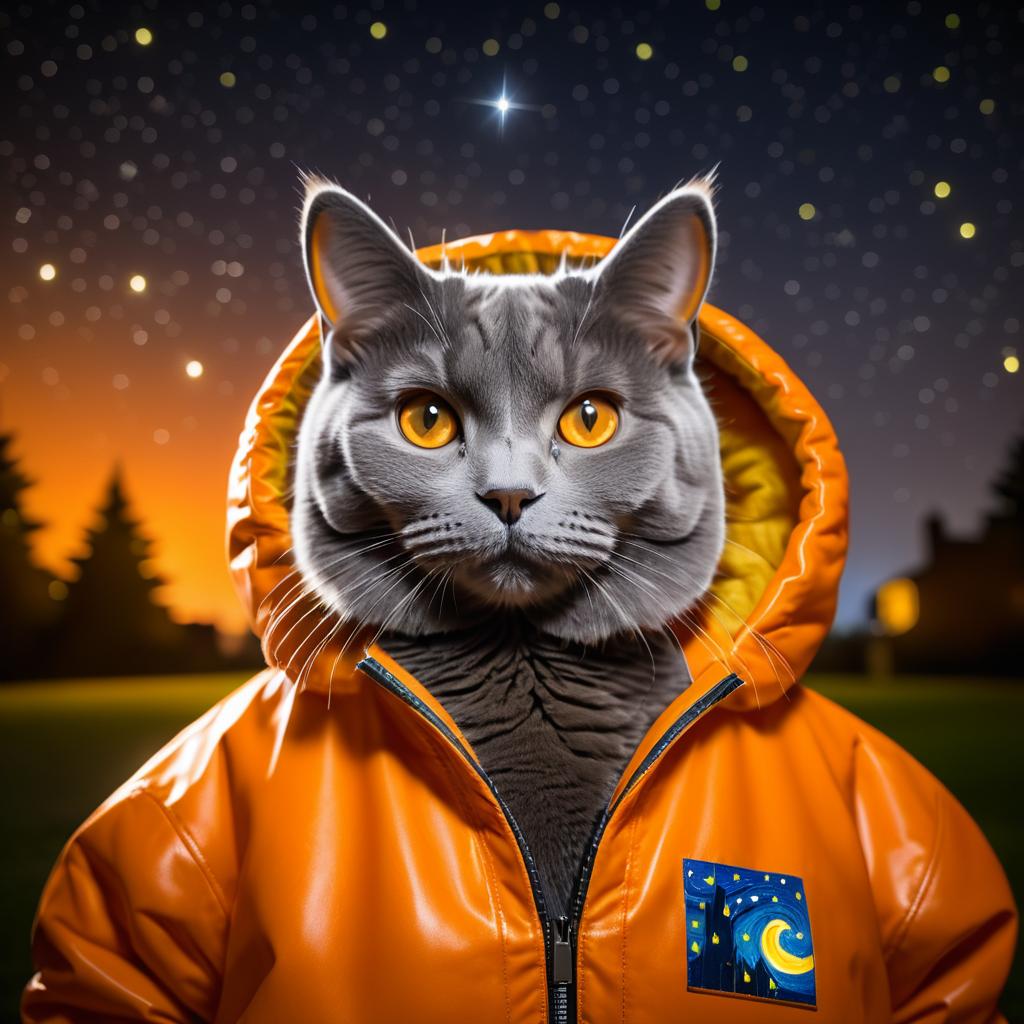 Cinematic Chartreux Cat in Bomber Jacket