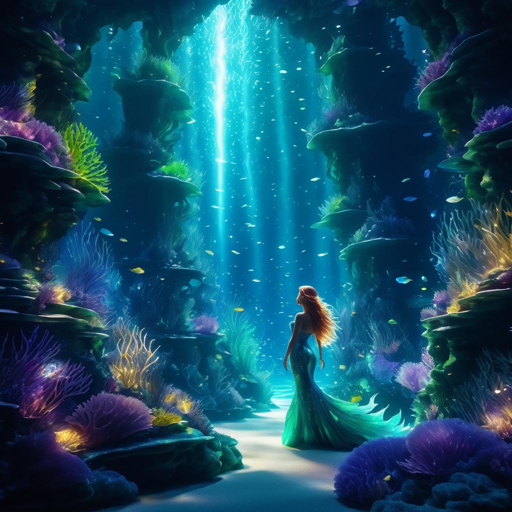 Mermaid in Enchanted Underwater Cavern