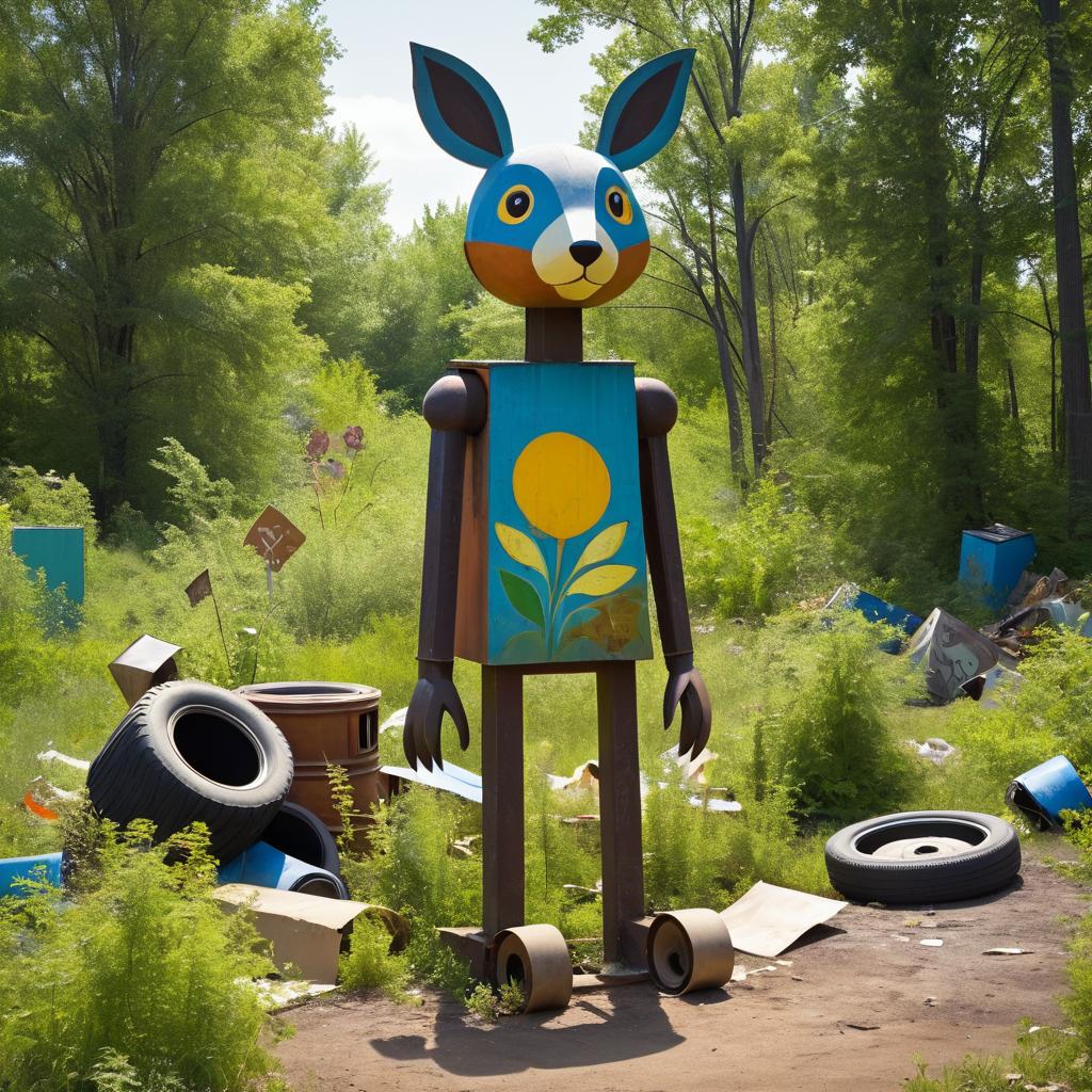 Folk Art Creature in Abandoned Playground