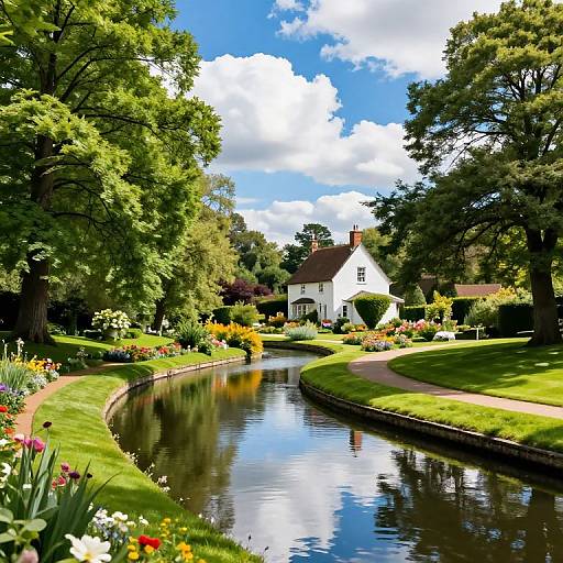 Serene Garden with Winding River
