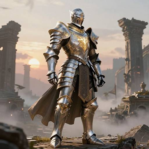 Epic Warrior in Mystical Silver Armor