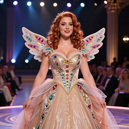 Vibrant Woman in Festive Gala Costume