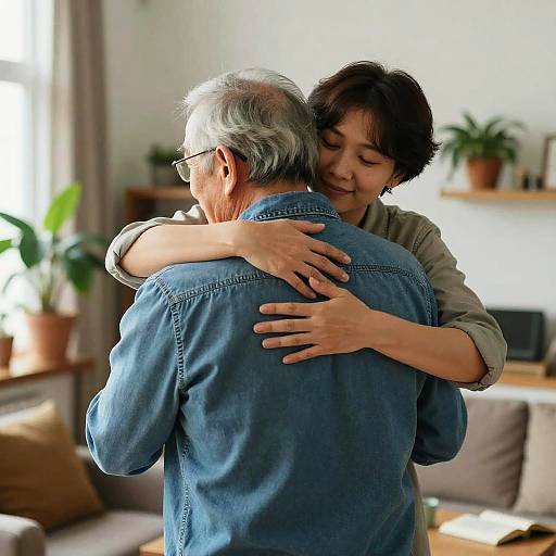 Warm Intergenerational Embrace in Cozy Home