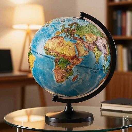 Realistic Globe on Modern Glass Table