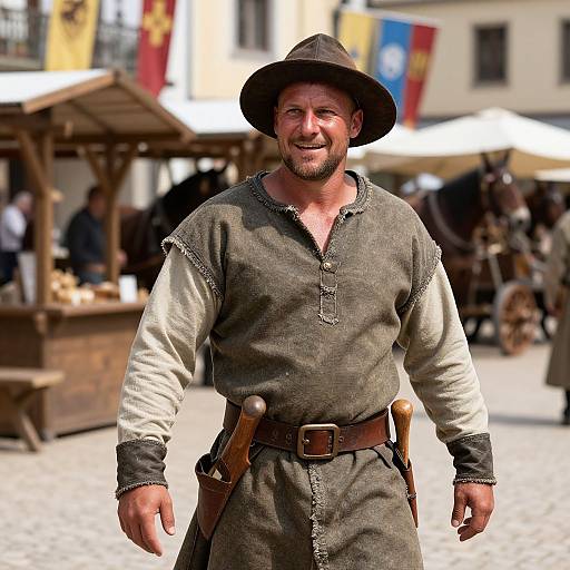 Medieval German Market Vendor in Costume