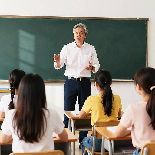 Engaging Male Teacher in Sunlit Classroom