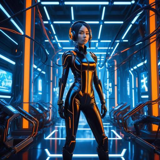 Futuristic Woman in Cybernetic Suit