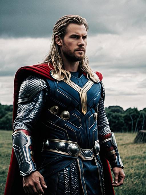 Man in Thor Costume in Outdoor Setting