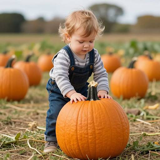 Toddler in Pumpkin Patch