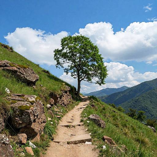 Vibrant Hillside with Lone Tree