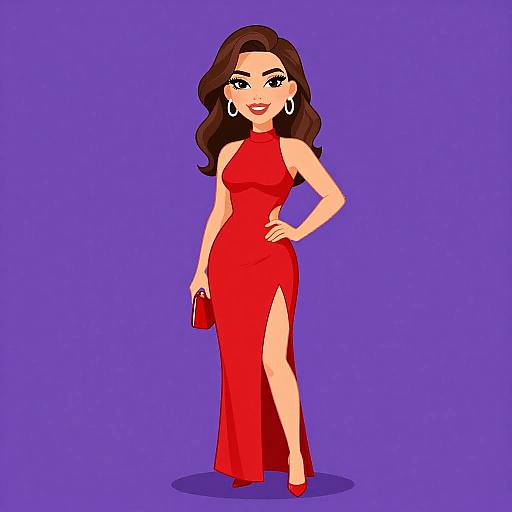 Elegant Woman in Red Evening Dress