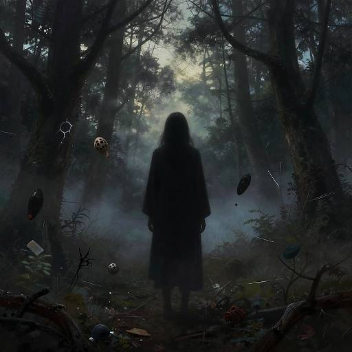 Psychotic Figure in Haunting Forest