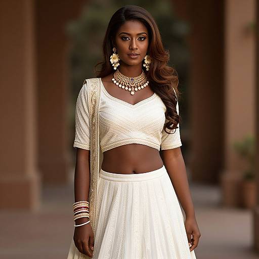 Realistic Dark-Skinned Woman in Lehenga