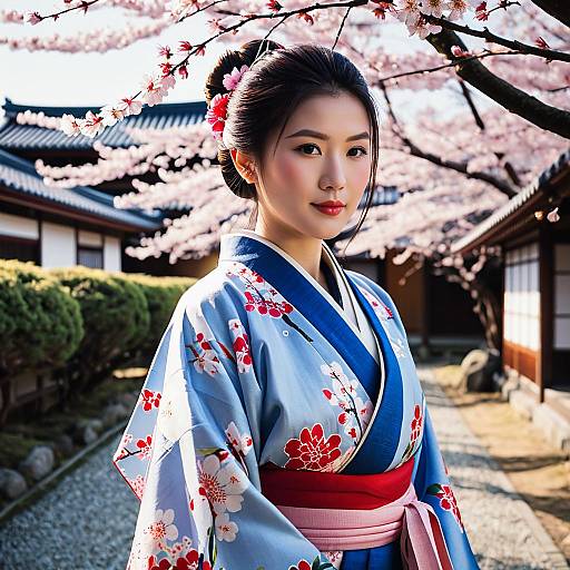 Serene Cherry Blossom Kimono Elegance