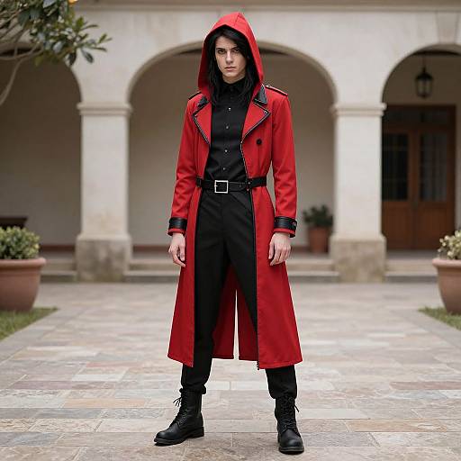 Scarlet Clue Costume in Courtyard