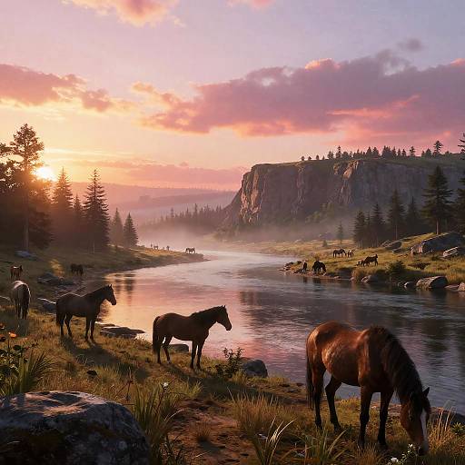 Serene Red Dead 2 Riverside Dawn