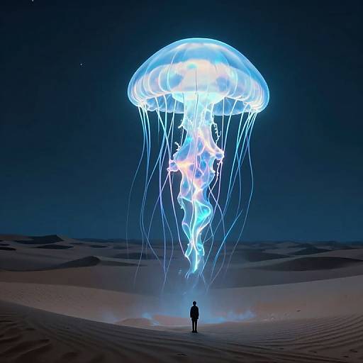 Bioluminescent Jellyfish Mountain Landscape